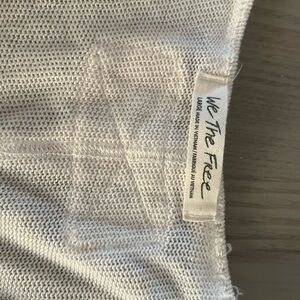 Free People We The Free Thermal Long Sleeve Top Cream Raw Hem Distressed Large